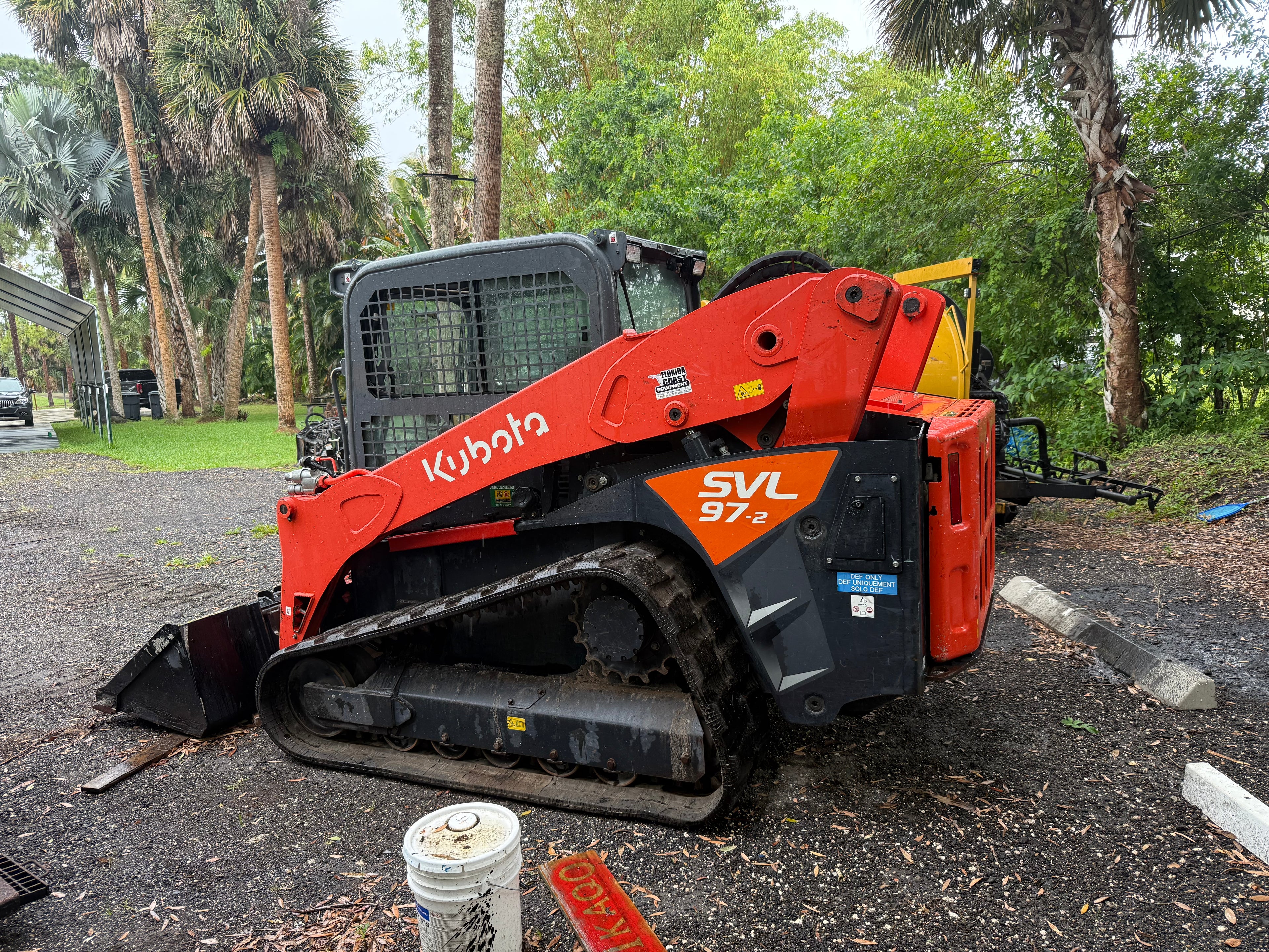 Kubota 97-2 High Flow Skid Steer Rental - Smooth Bucket, Tooth 3-1 bucket, Grapple, Forks, Tree Boom, Brush Cutter and More